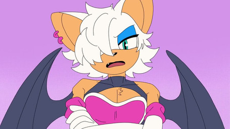 anthro armwear bat_ears bat_wings blue_eyes blue_eyeshadow chest_tuft chest_window clothing crossgender dialogue ear_piercing ear_ring elbow_gloves eyelashes eyeshadow fangs femboy first_person_view flirting flirting_with_viewer ftm_crossgender fur gloves hair hair_over_eye handwear looking_at_viewer looking_down looking_down_at_viewer makeup male mascara membrane_(anatomy) membranous_wings one_eye_obstructed pecs piercing ring_piercing skintight_suit solo talking_to_viewer tan_body tan_fur teeth tuft white_body white_fur wings nikkikaji pypolarie sega sonic_the_hedgehog_(series) rogue_the_bat_(nikkikaji) rouge_the_bat bat mammal 16:9 2025 2d_animation animated digital_media_(artwork) short_playtime sound video voice_acted widescreen