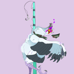 anthro dancing female pole pole_dancing solo veggie_the_palmnut_vulture veggie_(the_palm-nut_vulture) accipitrid accipitriform avian bird old_world_vulture palm-nut_vulture vulture 1:1 absurd_res hi_res