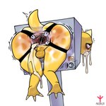 abuse after_rape after_sex anal_ring anthro anus backsack balls blush bodily_fluids bondage_gear bound chastity_cage chastity_device crying cum cum_drip cum_from_ass cum_from_mouth cum_from_nose cum_in_ass cum_in_mouth cum_in_nose cum_inside dripping feet forced gaping genital_fluids genitals hyper_gape male messy motion_lines restrained simple_background solo spread_anus spreading submissive submissive_male tail tears thick_thighs white_balls yellow_body avioylin undertale_(series) monster_kid dinosaur monster prehistoric_species reptile scalie 1:1