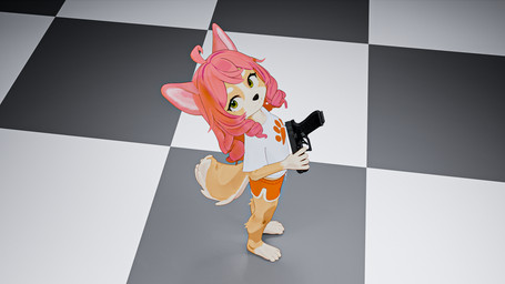 anthro bottomwear clothing female fur gun handgun orange_body orange_bottomwear orange_clothing orange_fur orange_shorts pistol ranged_weapon shirt shorts smile solo standing topwear weapon white_clothing white_shirt white_topwear young iziwin oomuro glock glock_17 canid canine canis domestic_dog mammal 16:9 3d_(artwork) digital_media_(artwork) hi_res wallpaper widescreen