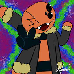 4_fingers black_body black_eyes clothing coat fangs fingers grey_clothing happy male multi_eye open_mouth orange_body simple_background smile solo teeth topwear chefrens chefrens_(chefrens) animal_humanoid arachnid arachnid_humanoid arthropod arthropod_humanoid humanoid mygalomorph spider spider_humanoid tarantula 1:1 hi_res