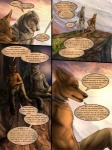 3:4 4_toes amon_(rukis) anthro blue_eyes brown_body brown_fur canid canine canis clothed clothing collar comic dhaval_(character) dialogue digital_media_(artwork) duo ear_piercing english_text feet felid fur furgonomics grey_body grey_fur heterochromia high_place hindpaw jackal male mammal metal_collar outside pantherine paws piercing red_lantern rukis slave stripes tail tail_button_bottoms tail_clothing text tiger toes topless whiskers