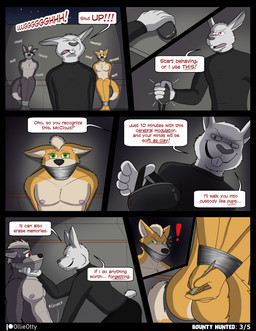 anthro anus bdsm bondage bound butt captured comic_panel dialogue duct_tape eye_patch eyewear fur gag gagged green_eyes grey_body grey_fur grope hair hypnotic_visor kidnapping male nipples nude nude_anthro nude_male orange_body orange_fur red_eyes speech_bubble tail tape tape_gag taped_mouth text ollieotty nintendo star_fox fox_mccloud wolf_o'donnell canid canine canis fox mammal wolf absurd_res comic english_text hi_res