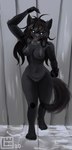 anthro black_hair female genitals hair looking_at_viewer nude pussy solo tail wenqu0304 scp_foundation sami_(whisperfoot) canid canine canis mammal wolf absurd_res hi_res