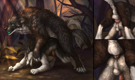 all_fours anal anal_knotting anal_penetration anatomically_correct anatomically_correct_genitalia anatomically_correct_penis animal_genitalia animal_penis anthro anthro_on_feral anthro_penetrated anus ball_size_difference balls bestiality butt canine_genitalia canine_penis close-up duo erection feral feral_penetrating feral_penetrating_anthro forest from_behind_position fur genitals interspecies knot knot_root knotting larger_feral larger_male male male/male male_on_anthro male_on_feral male_penetrated male_penetrating male_penetrating_male mounting nude outside_sex penetration penile penile_penetration penis penis_in_ass perineum plant quadruped raised_tail sergal_penis sex size_difference smaller_anthro smaller_male smaller_penetrated tail tail_anus tapering_glans teeth tree st.likhod epsilon canid canine canis mammal sergal wolf hi_res