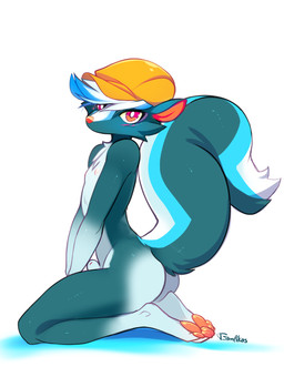 animal_genitalia anthro blush butt clothing countershading femboy flat_cap fluffy fluffy_tail genitals hat hat_only headgear headgear_only headwear headwear_only looking_at_viewer male mostly_nude pawpads sheath simple_background solo tail white_background tsampikos animal_crossing nintendo kicks_(animal_crossing) mammal mephitid skunk striped_skunk absurd_res digital_media_(artwork) hi_res shaded