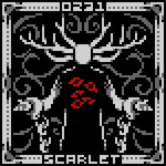 16-bit 1:1 4_fingers 6_horns antlers biped black_background border chain chest_eye cuff_(restraint) deity demon demon_humanoid digital_media_(artwork) eldritch_abomination english_text faceless_character fingers grey_border grey_text horn horned_humanoid humanoid lovecraftian_(genre) male monster monstrous_humanoid multi_horn number pixel_(artwork) restraints scp_foundation shackles simple_background snarferman solo spot_color standing text the_scarlet_king_(scp)