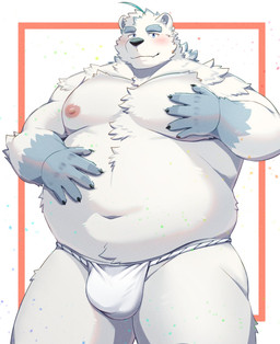 anthro asian_clothing belly big_belly biped black_nose blush bulge clothing east_asian_clothing fundoshi humanoid_hands japanese_clothing kemono male moobs navel nipples overweight overweight_male smile solo standing underwear white_clothing white_fundoshi white_underwear ruoain knights_college paul_pfitzner bear mammal polar_bear ursine 2026 hi_res