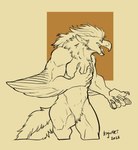 anthro beak big_hands claws featureless_crotch hair male mane mane_hair nude solo teeth winged_arms wings gryph000 nintendo pokemon arcanine avian canid canine generation_1_pokemon hybrid mammal pokemon_(species) were wereavian werebird werecanid werecanine digital_drawing_(artwork) digital_media_(artwork) hi_res monochrome signature