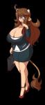 bag big_breasts bottomwear breasts brown_hair cleavage clothed clothing curvy_figure eyewear female footwear glasses green_eyes hair high_heels horn huge_breasts long_hair looking_back necktie shoes simple_background skirt solo standing suit thick_thighs transparent_background voluptuous wide_hips eikasianspire maria_lores animal_humanoid bovid bovid_humanoid bovine bovine_humanoid cattle_humanoid humanoid mammal mammal_humanoid 2014 absurd_res alpha_channel hi_res