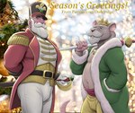 anthro beard belly bottomwear bulge christmas_tree clothing crown duo facial_hair headgear holidays humanoid_hands male mature_male mustache pants plant real slightly_chubby text tree dudebulge christmas the_nutcracker mouse_king human mammal mouse murid murine rodent 2024 absurd_res english_text hi_res