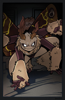 4_arms 5_fingers antennae_(anatomy) anthro arthropod_abdomen biped black_body black_sclera brown_body brown_fur digitigrade fingers fur glowing glowing_eyes insect_wings kintsugi_(art) lepidopteran_wings looking_at_viewer male multi_arm multi_limb neck_tuft tuft white_eyes wings sparkibarki floof_(binaryfloof) arthropod insect lepidopteran moth absurd_res hi_res