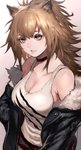 blonde_hair bottomwear breasts cleavage clothed clothing collar female hair jacket looking_at_viewer shirt shorts solo tank_top topwear ibuo arknights hypergryph studio_montagne siege_(arknights) animal_humanoid felid felid_humanoid humanoid lion_humanoid mammal mammal_humanoid pantherine pantherine_humanoid 2020 absurd_res hi_res