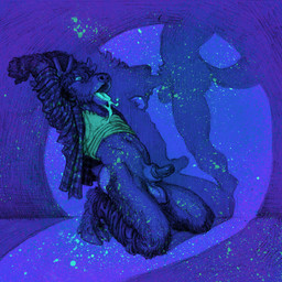 animal_genitalia animal_penis anthro antlers balls blacklight bodily_fluids bottomwear bottomwear_down cervine_genitalia cervine_penis clothed clothing cum duo fur genital_fluids genitals half-erect horn invisible invisible_penis inviting_to_sex kneeling male male/male open_clothing open_mouth open_shirt open_topwear oral oral_penetration pants pants_down partially_clothed penetration penis sheath shirt shirt_pulled_up simple_background solo tank_top text topwear momamo mo_(momamo) ambiguous_species cervine deer elk mammal 1:1 2025 black_and_blue english_text hi_res monochrome traditional_media_(artwork)
