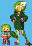 anthro business_suit clothing duo female pose standing suit young young_anthro shenanimation scalie_schoolie ms._lily polly_(scalie_schoolie) amphibian common_coquí eleutherodactylus frog scalie tadpole 2014