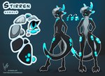 anthro ears_back female glowing glowing_markings hair horn looking_at_viewer markings pivoted_ears pose simple_background solo white_hair stirren stirren_(stirren) kobold scalie absurd_res hi_res model_sheet pinup