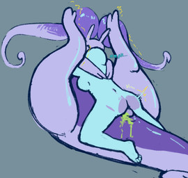 balls breasts butt duo female feral genitals hug interspecies penetration pokephilia shaking side_boob slime trembling c-jay nintendo pokemon generation_6_pokemon goodra pokemon_(species)