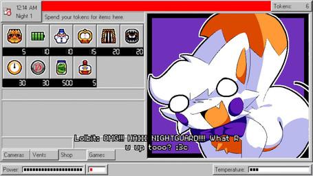 ambiguous_gender anthro bottom_heavy bow_tie cheek_tuft dialogue dipstick_tail empty_eyes facial_tuft flat_chested front_view fur looking_at_viewer markings open_mouth orange_body orange_fur purple_bow_tie rosy_cheeks snaggle_tooth solo tail tail_markings talking_to_viewer text thick_thighs tuft white_body white_eyes white_fur wide_hips breakcoreyuri five_nights_at_freddy's five_nights_at_freddy's_world five_nights_at_frickbear's five_nights_at_frickbear's_(series) five_nights_at_frickbear's_3 scottgames lolbit_(fnaf) lolbit_(frickbear's) canid canine fox mammal 2026 colored digital_drawing_(artwork) digital_media_(artwork) english_text hi_res