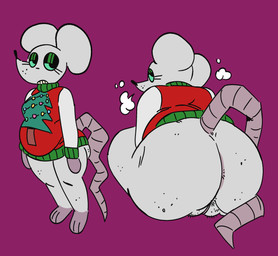 anthro bottomless christmas_clothing christmas_sweater christmas_topwear clothed clothing female holidays multiple_angles solo sweater topwear qoolbunart christmas maxi_(fresh_knight) mammal murid murine rat rodent absurd_res hi_res
