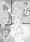 2020 5_fingers anthro beastars canid canine canis clothed clothing comic crossed_arms dialogue domestic_rabbit duo dwarf_rabbit english_text eyes_closed female fingers freckles_(artist) greyscale haru_(beastars) juno_(beastars) lagomorph leporid mammal monochrome open_mouth oryctolagus pivoted_ears rabbit speech_bubble text url wide_eyed wolf
