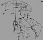 asian_clothing breasts clothing east_asian_clothing female fingers front_view grey_background hair hand_on_hip holding_object holding_umbrella japanese_clothing kimono mouth_closed multi_eye simple_background smile solo umbrella rekkadraws undertale undertale_(series) muffet animal_humanoid arachnid arachnid_humanoid arthropod arthropod_humanoid humanoid spider_humanoid 2024 digital_drawing_(artwork) digital_media_(artwork) greyscale monochrome portrait sketch