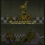 anthro chair dialogue furniture group machine male sitting square_crossover text yellow_body hren five_nights_at_freddy's five_nights_at_freddy's:_security_breach five_nights_at_freddy's_3 freddy_fazbear's_pizzeria_simulator scottgames steel_wool_studios burntrap_(fnaf) scraptrap_(fnaf) springtrap_(fnaf) william_afton_(fnaf) animatronic lagomorph leporid mammal rabbit robot 1:1 2022 digital_media_(artwork) english_text meme