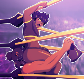 anthro duo facesitting facial_scar fighting_ring male male/male mask scar sitting_on_another stinkface wrestling ally_cream hi_res