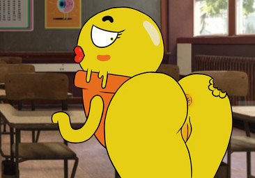 anus bite_mark butt dessert female food genitals ice_cream lips looking_back not_furry solo vulva shsurreal cartoon_network the_amazing_world_of_gumball sarah_g._lato animate_inanimate humanoid ice_cream_creature ice_cream_humanoid