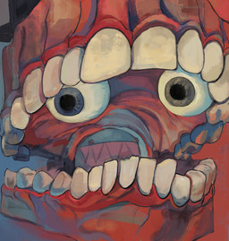 album_redraw ambiguous_gender blue_eyes clothing duo fangs green_eyes hat headgear headwear heterochromia looking_at_viewer size_difference teeth top_hat what vioorel glitch_productions in_the_court_of_the_crimson_king king_crimson the_amazing_digital_circus bubble_(tadc) caine_(tadc) living_bubble tooth_creature 2026 album_cover cover hi_res male_(lore)