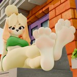 4_toes anthro barefoot bench blush body_blush crossed_ankles feet female foot_blush foot_fetish foot_focus hindpaw humanoid_feet looking_at_viewer paws plantigrade presenting sitting soles solo toes twintails3d highwizard_(modeler) animal_crossing nintendo isabelle_(animal_crossing) canid canine canis domestic_dog mammal shih_tzu toy_dog 1:1 3d_(artwork) digital_media_(artwork) hi_res