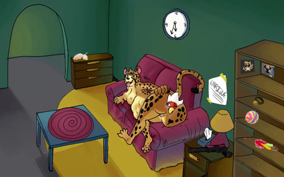 abdominal_bulge anal anal_vore anthro anus butt duo female male male/female presenting presenting_anus presenting_hindquarters todo vore olkin_(olkin) samantha_(catears) avian felid feline mammal serval