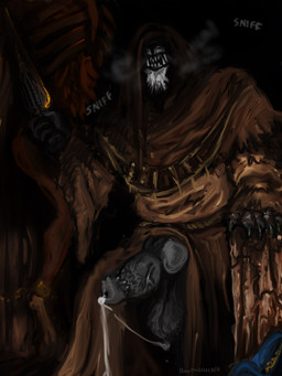 animal_genitalia animal_penis anthro balls big_balls big_penis black_background black_penis bodily_fluids breath canine_genitalia canine_penis clothing cum cum_string dagger erection fangs fur genital_fluids genitals grey_body grey_fur holding_dagger holding_melee_weapon holding_object holding_weapon knot male melee_weapon penis robe saggy_balls simple_background sniffing solo teeth vein veiny_penis weapon baothghalach elden_ring fromsoftware gurranq_(elden_ring) canid canine canis mammal wolf 2022 3:4 hi_res