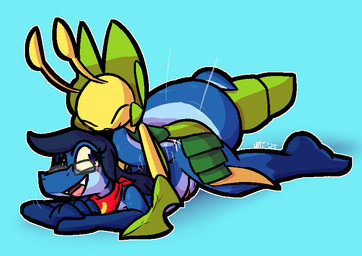 anal anal_penetration antennae_(anatomy) anthro anthro_on_anthro anthro_penetrated anthro_penetrating anthro_penetrating_anthro blue_body blue_penis blue_scales blush bodily_fluids butt cum cum_from_ass cum_in_ass cum_inside cum_on_butt cum_on_tail cute_fangs duo erection exoskeleton eyes_closed eyewear eyewear_only fangs from_behind_position genital_fluids genitals glans glasses glasses_only green_body green_exoskeleton grey_eyewear grey_glasses humanoid_genitalia humanoid_penis kerchief looking_at_another looking_back lying male male/male male_on_bottom male_on_top male_penetrated male_penetrating male_penetrating_male mostly_nude motion_lines nude on_bottom on_front on_top open_mouth penetration penis pink_glans prone_bone_position purple_eyes red_kerchief scales sex smile speed_bump_position tail tail_around_partner teeth thrusting wearing_glasses yellow_antennae yellow_body yellow_exoskeleton yellow_scales ultilix nintendo pokemon ulti_(ultilix) arthropod generation_5_pokemon insect leavanny lizard pokemon_(species) reptile scalie 2025