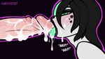 anthro black_hair bodily_fluids cum cum_drip cum_in_mouth cum_inside cum_on_face cum_on_penis dick_sucking_lips drinking drinking_cum dripping duo erection facial_markings fellatio fur genital_fluids genitals green_eyes green_hair green_tongue hair head_markings humanoid_genitalia humanoid_penis lips male male/male markings oral paradise_h-key penile penis sex spots swallowing thick_lips tongue white_body white_fur h-key lagomorph leporid mammal rabbit 16:9 4k absurd_res hi_res widescreen