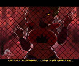 against_fence against_surface anthro arm_warmers armwear begging big_breasts bottomless breasts chain-link_fence clothed clothing collar colored_nails dialogue ear_piercing ear_ring ellipsis facial_markings fake_screencap female fence fur glowing glowing_eyes grey_body grey_fur hair head_markings highlights_(coloring) machine markings midriff nails partially_clothed piercing red_light ring_piercing shirt shoulder_pads solo spiked_collar spikes stripes tank_top text topwear under_boob white_hair yellow_eyes conditional_dnp grinn3r five_nights_at_freddy's five_nights_at_freddy's:_security_breach scottgames steel_wool_studios roxanne_wolf animatronic canid canine canis mammal robot wolf 2021 digital_media_(artwork) english_text subtitled