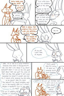 8_panel_comic anthro asking asking_another asking_self biped blush blush_lines bodily_fluids boxers_(clothing) chair clothed clothed_anthro clothed_female clothed_male clothing color_coded color_coded_speech_bubble color_coded_text color_coded_thought_bubble conjoined_speech_bubble conjoined_thought_bubble dialogue dot_eyes duo female female_anthro fully_clothed fully_clothed_anthro fully_clothed_female fully_clothed_male furniture half-closed_eyes heart_boxers heart_clothing heart_symbol heart_underwear larger_male linked_speech_bubble male male_anthro musical_note musical_symbol narrowed_eyes note_pad on_chair pencil_(object) pupils question shirt simple_background simple_eyes sitting sitting_on_chair size_difference smaller_female snout speech_bubble sweat sweatdrop symbol tank_top text thought_bubble topwear underwear whistling white_background the_weaver disney zootopia judy_hopps nick_wilde canid canine fox lagomorph leporid mammal rabbit red_fox true_fox 2025 2:3 colored_line_art comic digital_drawing_(artwork) digital_media_(artwork) english_text hi_res