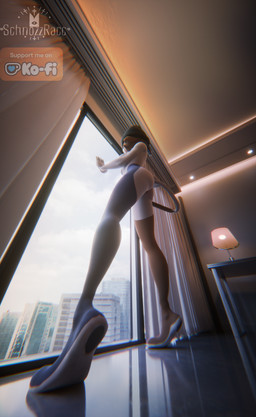 apartment beanie city city_background clothing female hand_on_window hat headgear headwear inside low-angle_view modern_architecture nude outside_view pattern_fur solo standing tiptoes vignette schnozzracclewd dr._drigg_(modeler) epic_games fortnite meow_skulls calico_cat domestic_cat felid feline felis humanoid mammal 3d_(artwork) blender_(artwork) blender_cycles_(artwork) digital_media_(artwork) hi_res watermark