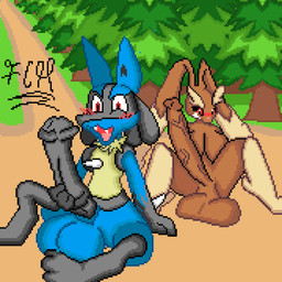 animal_genitalia animal_penis balls big_balls big_penis duo equine_genitalia equine_penis genitals gynomorph huge_balls huge_penis hyper hyper_balls hyper_genitalia intersex male masturbation penis furrito_calientehot nintendo pokemon generation_4_pokemon humanoid lopunny lucario pokemon_(species) 1:1 hi_res