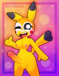 anthro balls big_penis breasts clothing cosplay_pikachu_(costume) genitals gynomorph heart_symbol intersex mask navel nipples nude penis solo spherical_breasts grossdice nintendo pokemon pikachu_libre generation_1_pokemon pikachu pokemon_(species) absurd_res hi_res