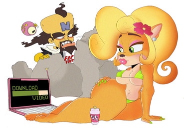 anthro barefoot bikini breasts clothing computer duo electronics feet female fur laptop lips male male/female masturbation swimwear thick_lips thick_thighs triangle_bikini two-piece_swimsuit wide_hips crabtopus activision crash_bandicoot_(series) coco_bandicoot doctor_neo_cortex bandicoot human mammal marsupial 2022 hi_res