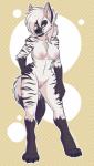 5_fingers 5_toes anthro breasts dipstick_tail feet female fingers genitals gloves_(marking) hand_on_hip leg_markings looking_at_viewer markings multicolored_tail nipples nude pussy simple_background smile socks_(marking) solo stripes tail tail_markings teeth toes melangetic aardwolf hyena mammal 2017 full-length_portrait hi_res portrait