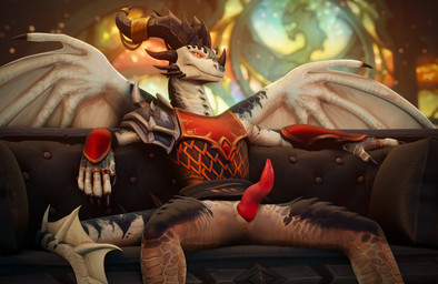 armor facial_horn furniture genitals horn horn_jewelry jewelry male membrane_(anatomy) membranous_wings nose_horn on_sofa penis red_eyes red_penis scales sitting sitting_on_sofa sofa solo spread_legs spreading stained_glass tail tapering_penis wings vixenpeeks blizzard_entertainment european_mythology mythology warcraft redshift_(dinkysaurus) dracthyr dragon mythological_creature mythological_scalie scalie western_dragon 3d_(artwork) absurd_res digital_media_(artwork) hi_res