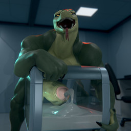 anthro big_penis bodily_fluids breeding_mount cum cumshot ejaculation erection excessive_cum excessive_genital_fluids expansion foreskin front_view genital_expansion genital_fluids genitals huge_penis humanoid_genitalia humanoid_penis hyper hyper_genitalia hyper_penis inside laboratory looking_pleasured male penis penis_expansion solo tongue tongue_out vein veiny_penis snekkuu kahliss reptile scalie snake 1:1 3d_(artwork) digital_media_(artwork) hi_res