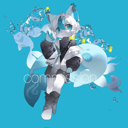 ambiguous_gender ankle_warmers anthro blue_background blue_eyes bottomwear clothing fur hair hand_pawpads jacket kemono shorts simple_background solo topwear white_body white_fur white_hair young young_anthro emolga_1 mammal 1:1 2023 chinese_description hi_res watermark