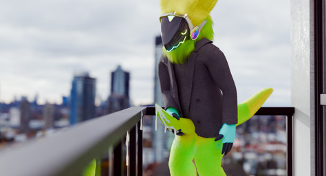 4_claws 4_fingers anthro balcony biped black_claws blue_body blue_claws blue_fingers blue_fur blue_hair blue_hand blue_hands blue_mouth blue_tail bodily_fluids city city_background cityscape claws clothed clothing cum cum_drip cum_on_claw cum_on_claws cum_on_fur cum_on_glass cum_on_hand cum_on_own_claw cum_on_own_claws cum_on_own_hand cum_on_own_penis cum_on_penis cum_on_self cum_on_wall cumming_outside cumshot dripping ejaculation erection exhibitionism eyes_closed fingers fluffy fluffy_body fluffy_ear fluffy_ears fluffy_fur fluffy_head fluffy_legs fur furniture genital_fluids genitals gradient_penis green_body green_face green_fur green_hair green_head green_leg green_legs green_mouth green_penis green_tail hair holding_penis looking_at_genitalia looking_at_penis looking_down looking_down_at_genitalia looking_down_at_penis machine male masturbation multicolored_body multicolored_face multicolored_fur multicolored_head multicolored_legs multicolored_penis multicolored_tail nude orgasm outside penile penile_masturbation penis protogen_face protogen_visor relieved screen screen_face sky smile solo suit_jacket tail tapering_penis yellow_body yellow_ears yellow_eyes yellow_fur yellow_head yellow_legs yellow_tail retiu retiu_(retiu) protogen 2025 3d_(artwork) absurd_res blender_(artwork) colored digital_media_(artwork) hi_res nonbinary_(lore)