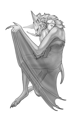anthro arm_tuft bat_ears bat_nose claws cuddling duo elbow_tuft eyes_closed fangs female female_on_human hug human_on_anthro interspecies larger_anthro larger_female male male/female male_on_anthro membrane_(anatomy) membranous_wings neck_tuft nude size_difference smaller_human smaller_male teeth toe_claws translucent translucent_wings tuft winged_arms wings tertia_decima elena_(validheretic) bat human leaf-nosed_bat mammal microbat vampire_bat yangochiropteran 2021 hi_res monochrome