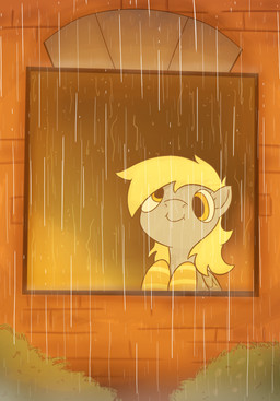 blonde_mane brick_wall closed_smile clothing derp_eyes feathered_wings feathers female female_feral feral folded_wings footwear fur grey_body grey_fur grey_wings inside legwear light long_mane mane mouth_closed orange_wall pattern_clothing pattern_footwear pattern_legwear pattern_socks plant raining shrub smile socks solo striped_clothing striped_footwear striped_socks stripes wall_(structure) water window wings yellow_eyes cookieboy011 friendship_is_magic hasbro my_little_pony mythology derpy_hooves_(mlp) equid equine mammal mythological_creature mythological_equine pegasus 2020 colored digital_drawing_(artwork) digital_media_(artwork) english_description lighting shaded