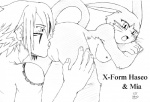 anal anthro breasts duo female genitals human_on_anthro human_rimming_anthro interspecies licking looking_back male male/female nipples nude oral pussy raised_tail rimming sex simple_background tail tongue tongue_out white_background unknown_artist .hack cyberconnect2 haseo mia_(.hack) domestic_cat felid feline felis human mammal black_and_white monochrome