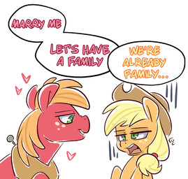 clothing cowboy_hat duo female freckled_face freckles green_eyes hat headgear headwear heart_symbol humor male open_mouth smile text louvely friendship_is_magic hasbro my_little_pony applejack_(mlp) big_macintosh_(mlp) equid equine horse mammal pony english_text hi_res brother_(lore) brother_and_sister_(lore) incest_(lore) sibling_(lore) sister_(lore)