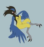 anthro beak breasts claws feathered_wings feathers female navel nipples non-mammal_nipples nude simple_background sitting solo wings whoopsiecoochin nintendo pokemon avian generation_8_pokemon pokemon_(species) rookidee 2020 digital_media_(artwork) hi_res